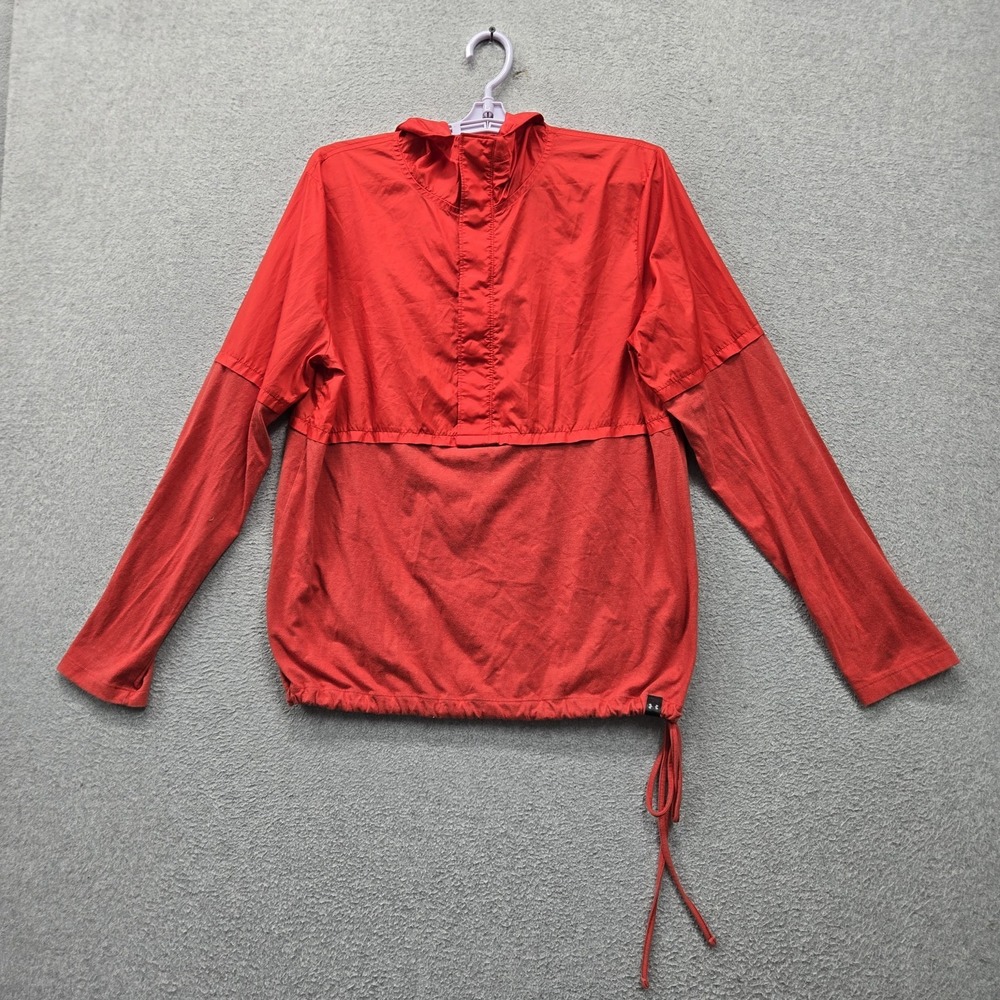 Under Armour Men Jacket M Red Activewear Anorak Loose Hooded Pullover Adjustable